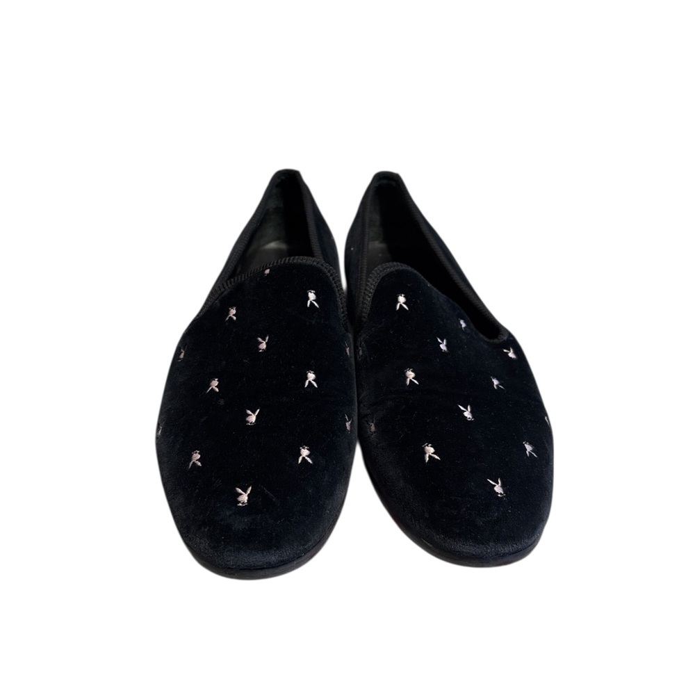 PLAYBOY Duke + Dexter Velvet Mini Rabbit Head Loafers Size 11 Black - Picture 4 of 12